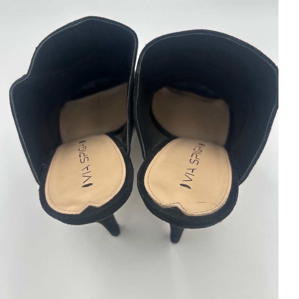 Via Spiga Black Leather Suede Snakeskin Patchwork Open Toe Mules Heels Size 9 - Picture 6 of 7